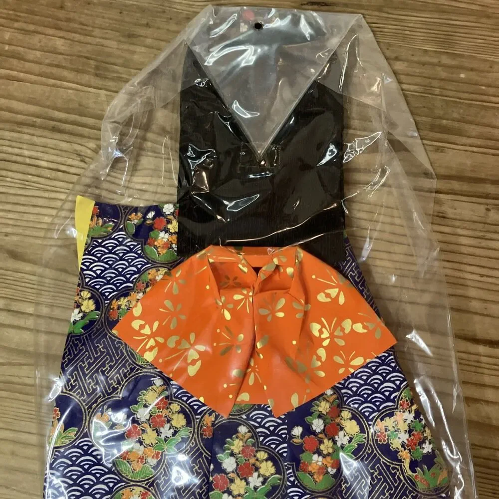 VTG JAPANESE Handmade Saranoki Geisha Blue Kimono Girl Washi Paper Doll NEW 19in